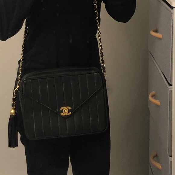 RARE Authentic CHANEL Black Flap Purse Camera Bag - Picture 9 of 9